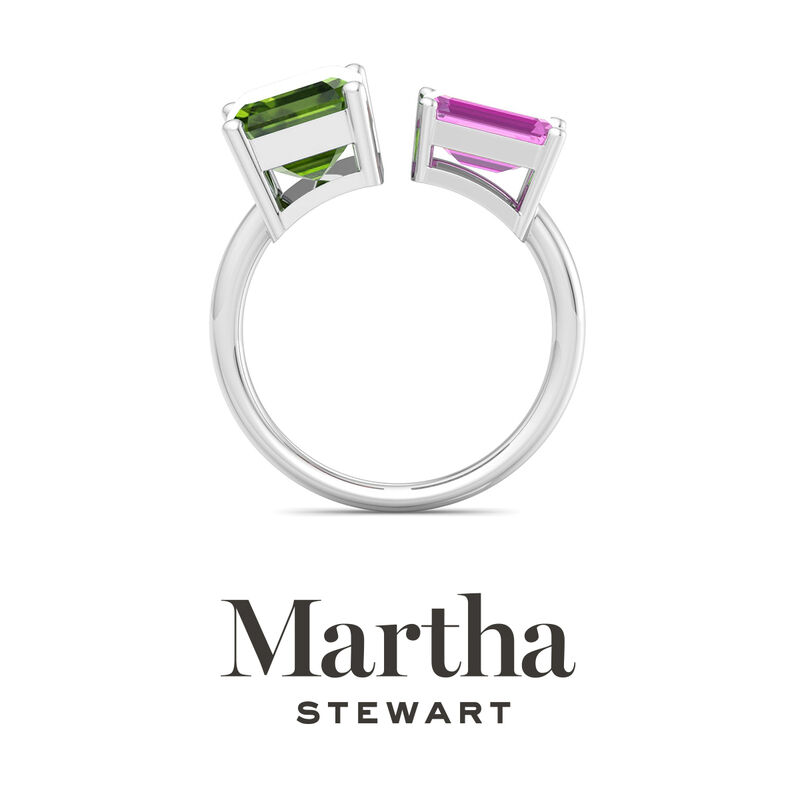 Martha Stewart 4 1/2ctw. Peridot & Pink Sapphire Two Stone Ring In Sterling Silver image number null